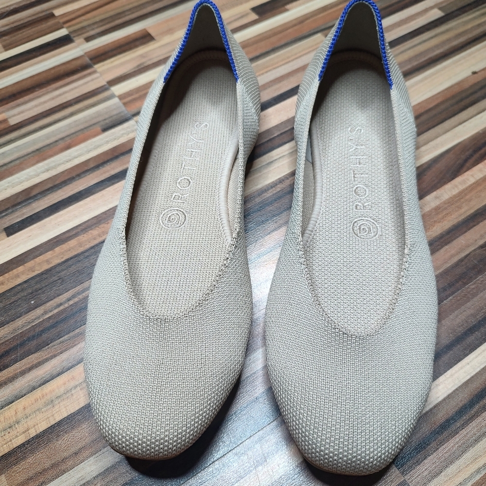 ROTHY'S square toe ballet flats nude tan ladies womens size 7.5 NWOT